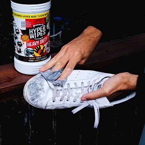 Hyper Wipes, 1 Pack Heavy Duty Hand & Tool Cleaning Wipes, 7"x12" Size Multi-Surface Cleaning Wipes, Degreasing, All Purpose Cleaner, Bathroom, Mechanic, Work Surface Wipes, 35 Count Canister