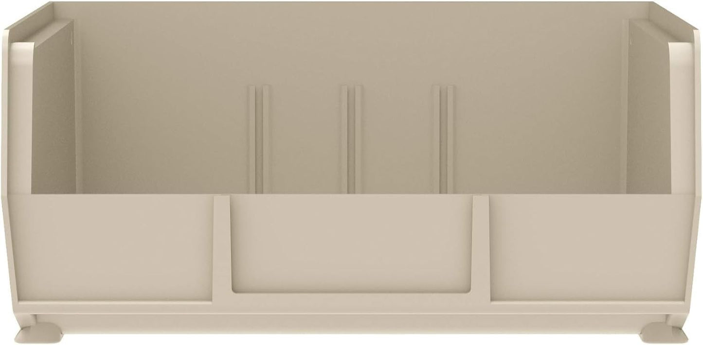 Akro-Mils 30235 AkroBins Plastic Storage Bins, Space-Saving Stackable Bins for Garage, Pantry, Craft Organization, 11-Inch x 11-Inch x 5-Inch, Stone, 6-Pack