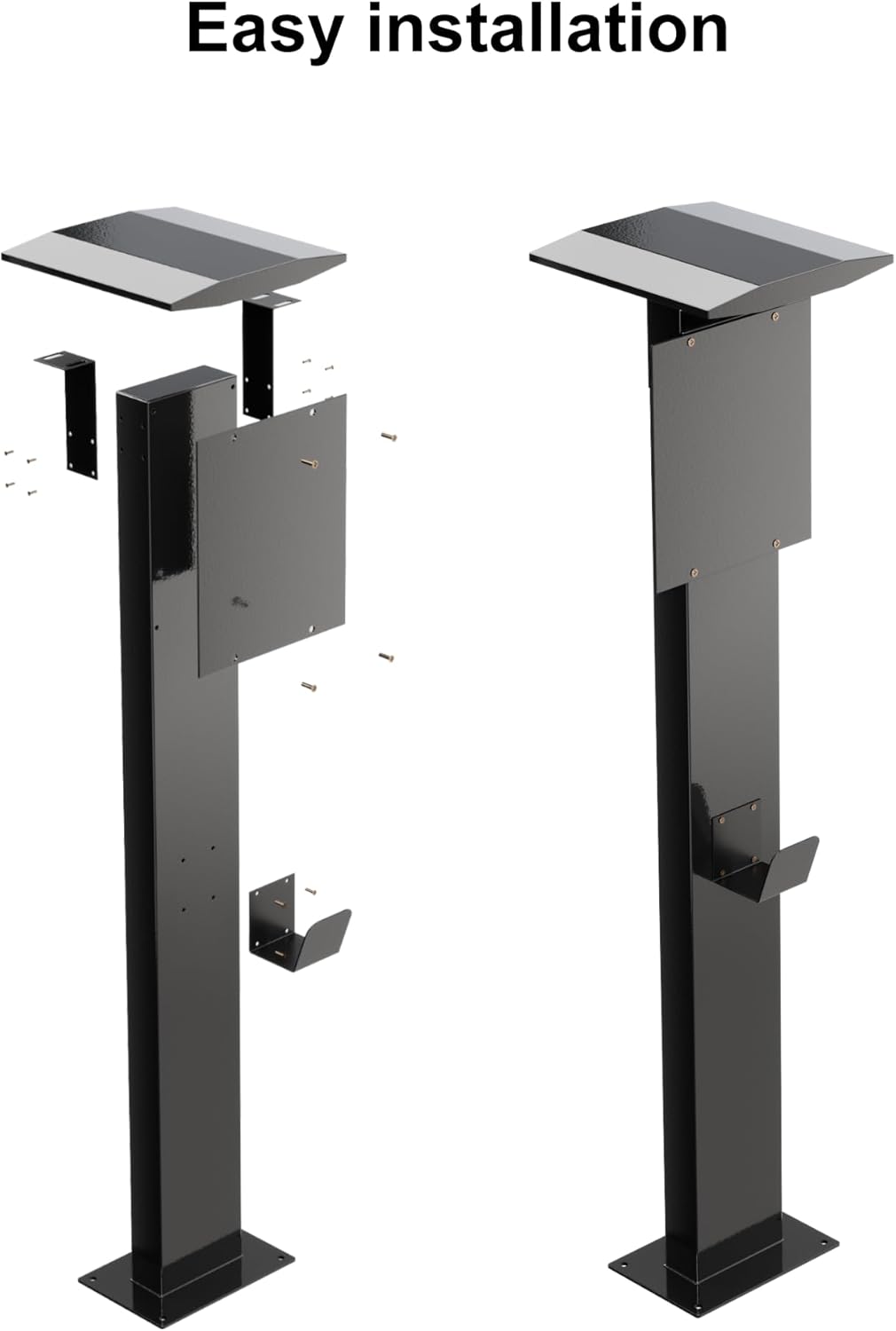 EV Charger Pedestal, Outdoor Electric Vehicle Charger Stand, Freestanding Charging Station Stand Accessory, Corrosion Resistant, Galvanized Steel, for All Level 2 Chargers