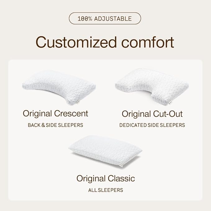 Coop Home Goods Original Cut-Out Adjustable Pillow, Queen Size Bed Pillows for Neck & Head Support, 18 x 28 “ Memory Foam Pillows - Medium Firm for Side Sleeper, CertiPUR-US/GREENGUARD Gold
