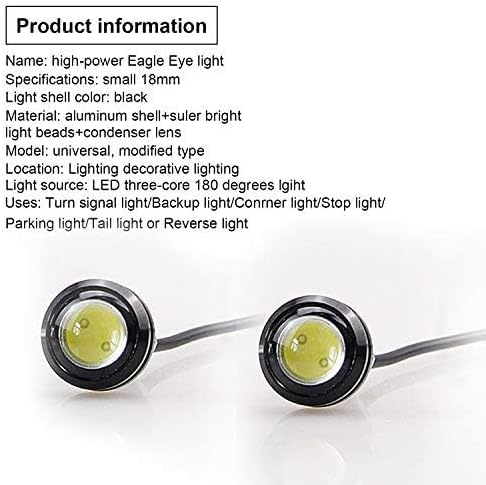 LEADTOPS 10Pcs 18mm 12V Eagle Eye LED Car Fog DRL Daytime Running Light Backup Reverse Tail Rock Lights Small bulb (Blue, Black Case)