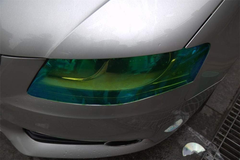 LED LIGHT 12 by 48 inches Self Adhesive Shiny Chameleon Headlights Tail Lights Fog Lights Films,Film Sheet Sticker,Tint Vinyl Film with Gift Knife and Hand Tool (Dark Black)