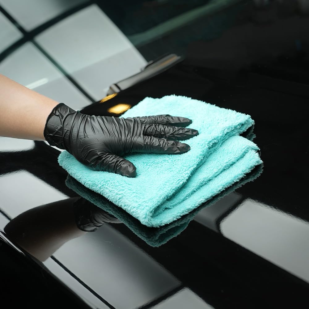 SPTA Microfiber Drying Towel Car Wash Drying Towel, 6 Pack Super Plush Edgeless Car Wash Towels for Auto Detailing, 16.1x17.7 in, 420GSM, Teal Blue-MT039