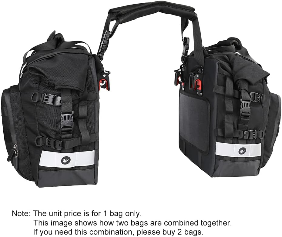 Rhinowalk Motorcycle Saddle Bag Waterproof Motor Pannier Bag Luggage Pack Quick Release Motorbike Side Bag 20L (Black)