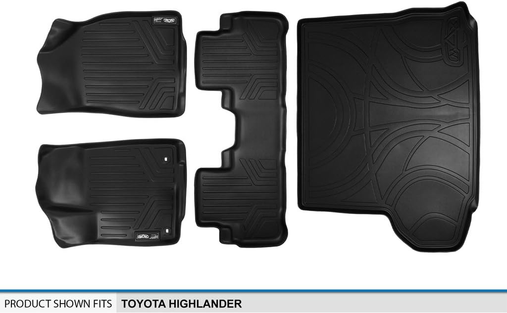 MAXLINER All Weather Custom Fit 2 Row & Cargo Liner Behind The 2nd Row Floor Mat Liner Set Compatible with 2014-2019 Toyota Highlander