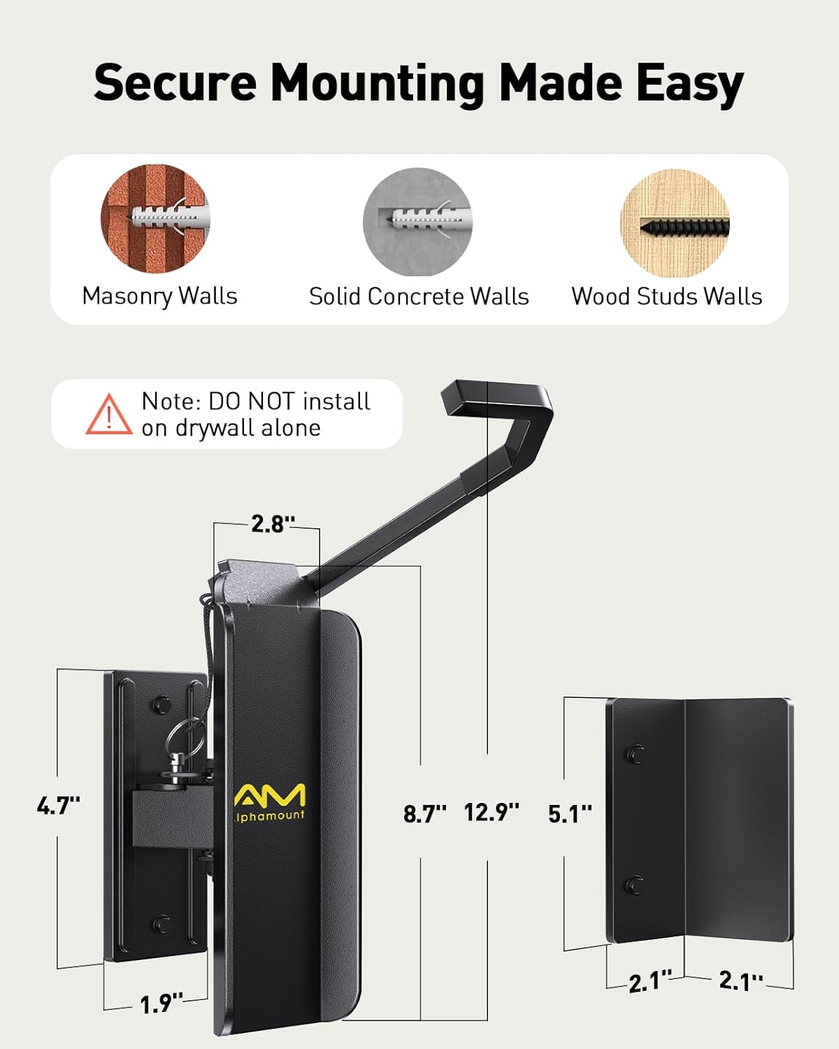 AM alphamount Swivel Bike Wall Mount, Metal Wall Bike Rack with Durable Sleeves, Space-Saving Vertical Bike Rack with 180° Swivel for Home and Garage, Bike Storage Hanger Mount Up to 66 lbs, 2-Pack