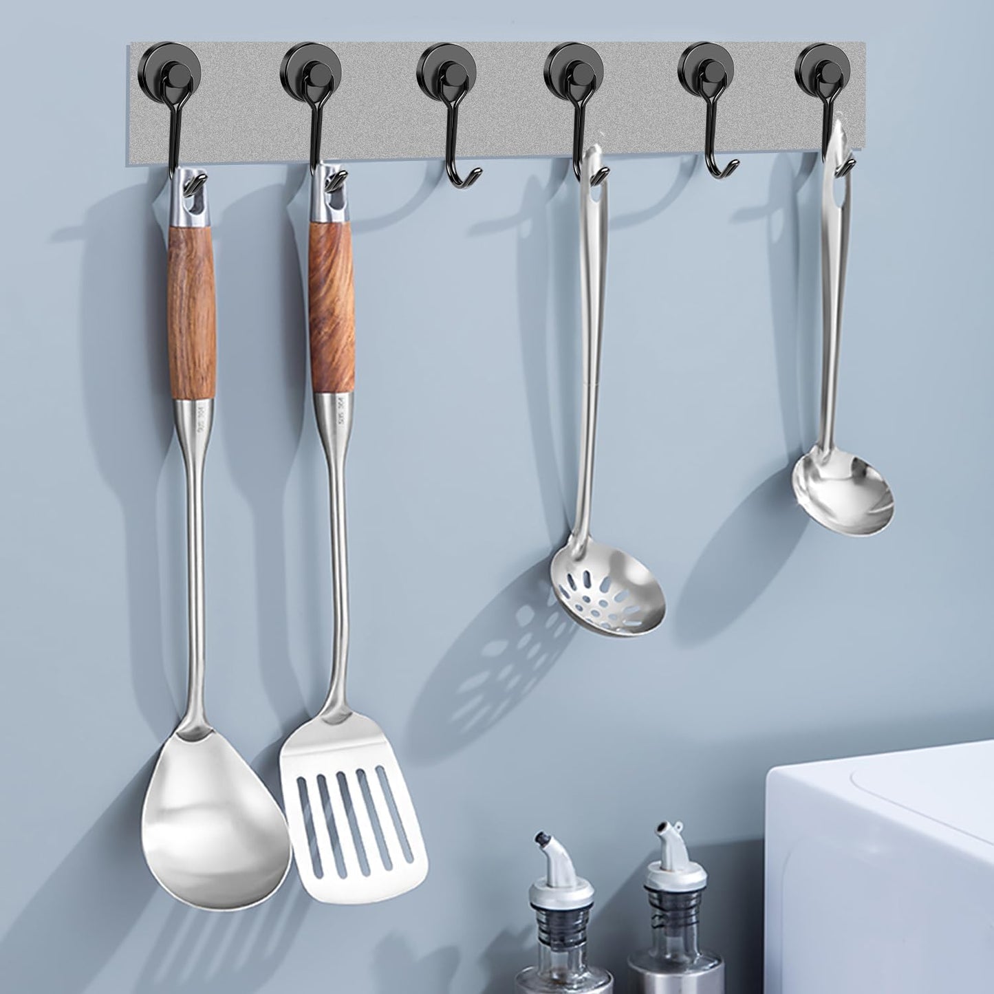 DIYMAG Black Magnetic Hooks, 110LBS Strong Magnetics Heavy Duty, Magnet Hook with Metal Hanger for Hanging Refrigerator Home Kitchen Office, 16Pack