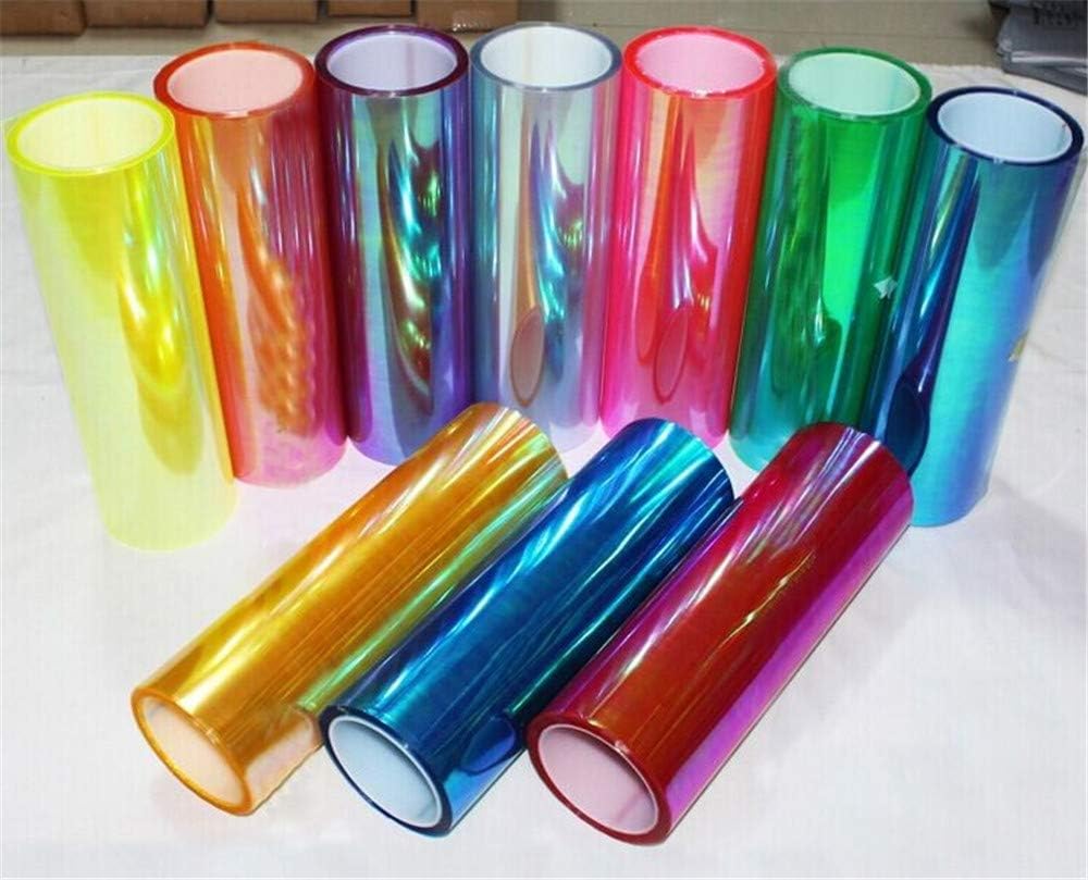 LED LIGHT 12 by 48 inches Self Adhesive Shiny Chameleon Headlights Tail Lights Fog Lights Films,Film Sheet Sticker,Tint Vinyl Film with Gift Knife and Hand Tool (Red)