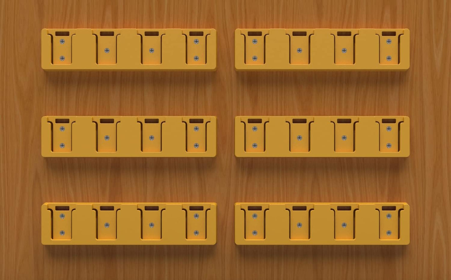 Battery Rack Compatible with DeWalt 20V Battery Holder, Mount 4 Slot Bulk Battery Garage Tool, Tools for Dewallt 20v, Wall Display Hook Holder (Yellow-2pc)