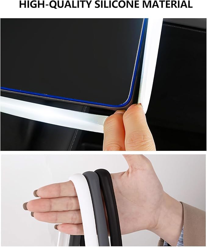 for Tesla Protector Trim Frame Model Y Juniper Model 3 Highlan 2026 Screen Edge Frame Rearview Mirror Cover Model Y Accessories Interior Silicone Decorations Center Console Decor White