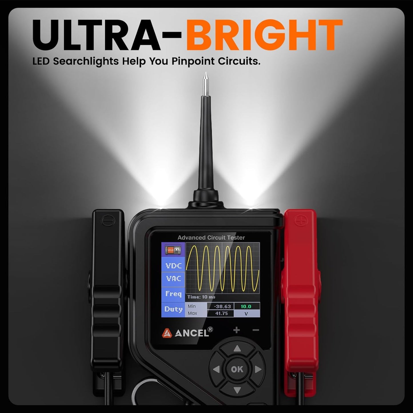 ANCEL PB600 Power Circuit Probe Tester with Battery, Relay, Injector Test, 8-35V Automotive Electrical Circuit Tester, Multimeter/Oscilloscope/Ohmmeters Power Circuit Probe Kit, 30FT Cable