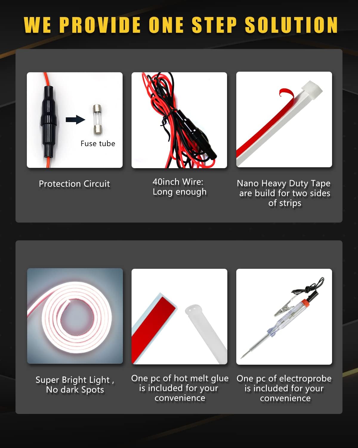 YM E-Bright Led Hood Light Strip Exterior Car Led Strip Light Waterproof Flexible DRL Dynamic Scan Start Up Hoodbeam Kit Daytime Running Lights for Car,Truck,SUV,12V 59inch,White,1 Set