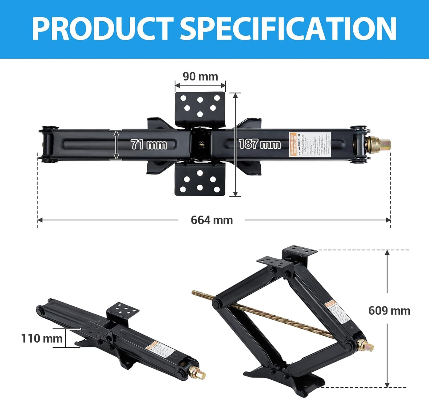 Garvee 24" RV Scissor Jack - 7500lb Heavy Duty Leveling Stabilizer with Crank Handle, Stable Base, 4"-24" Adjustable Height, Powder Coated Steel for Travel Trailers, RVs & Campers - 2 Pack