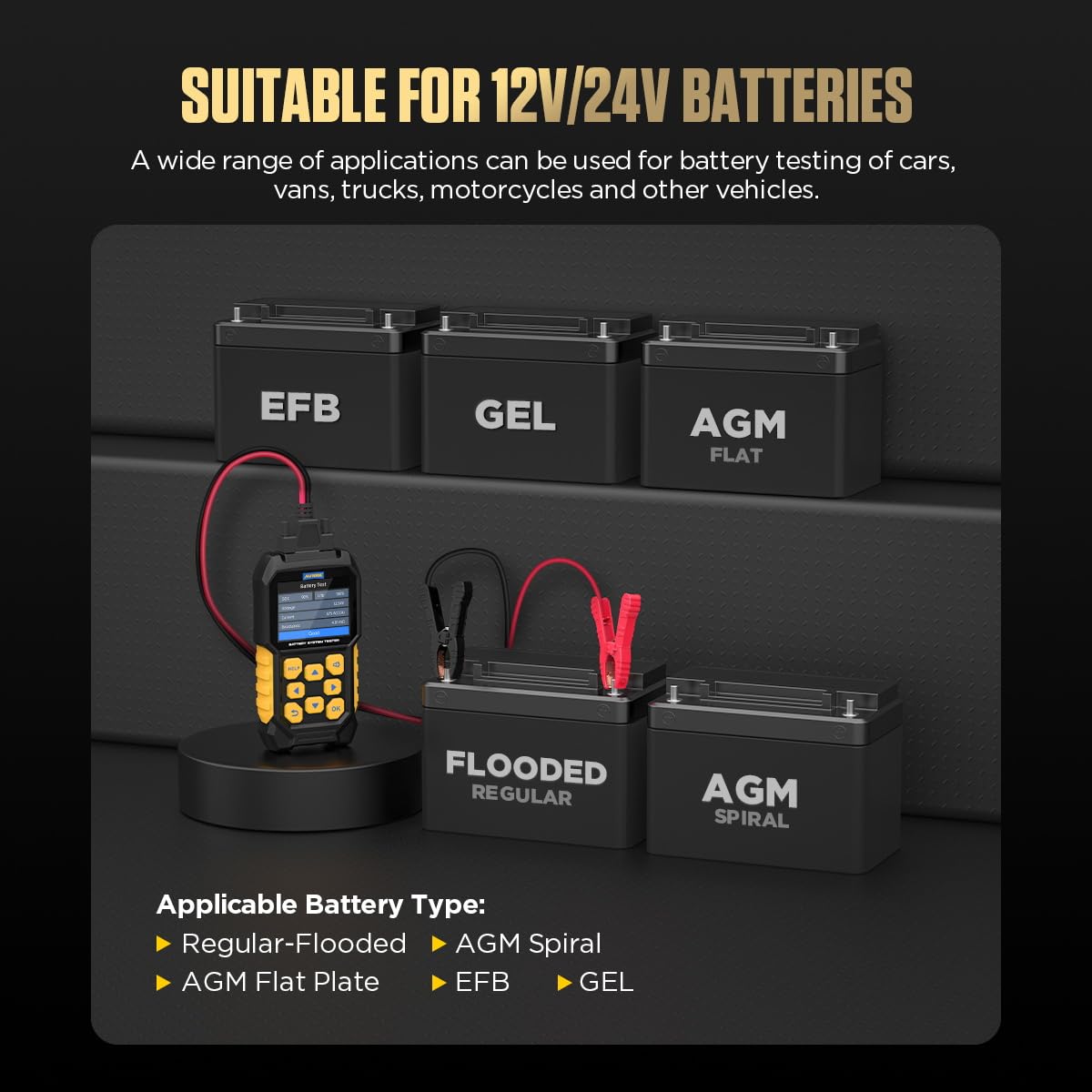 Car Battery Tester 24V 12V Load Tester,Digital Auto Battery Analyzer,30-2000 CCA Automotive Alternator Charging Cranking System Scanner for Motorcycle Car Truck Boat RV Marine ATV SUV Boat Yacht