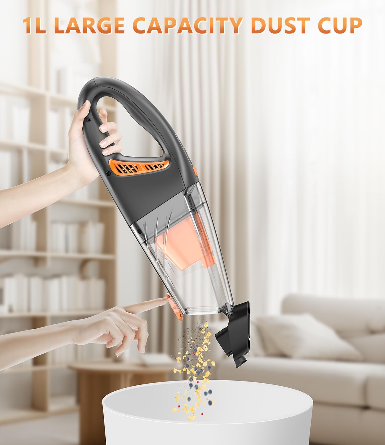 Handheld Vacuum Cordless, 18000Pa 160W Hand,30Min Car Vacuum Portable Cordless Rechargeable High Power Lightweight LED Light Fast Charge Vacuum Cleaner for Car Home