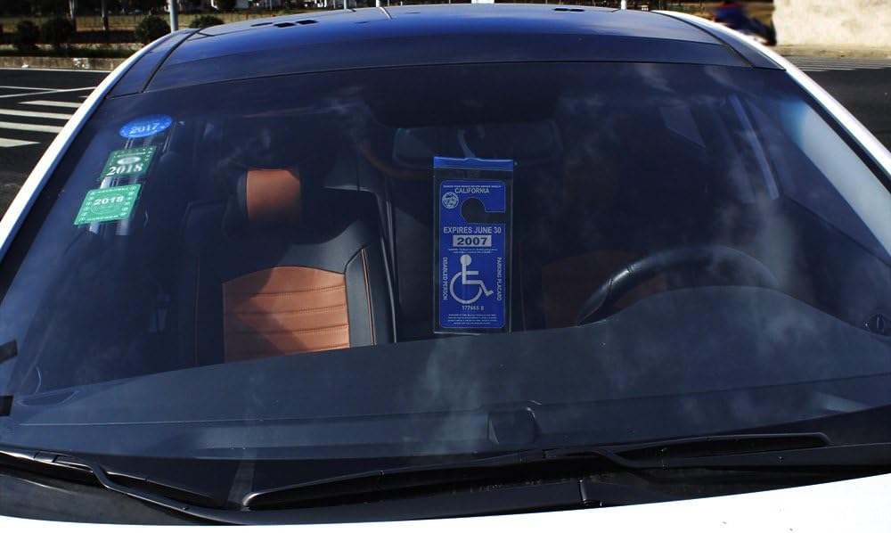 Handicap Parking Placard Holder - Disabled Parking Permit Holder Hanger Sleeve with Larger Hook by Tbuymax(Set of 2)