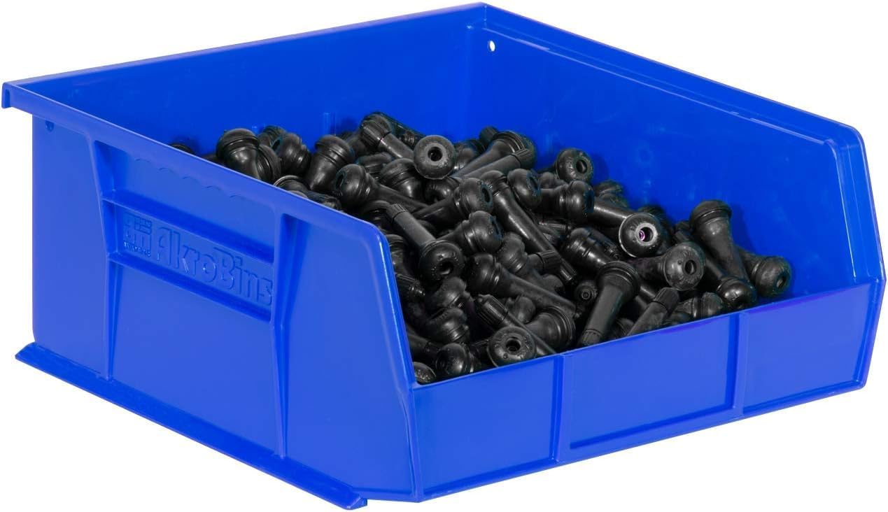 Akro-Mils 30235 AkroBins Plastic Storage Bins, Space-Saving Stackable Bins for Garage, Pantry, Craft Organization, 11-" x 11-" x 5-", Blue, 6-Pack