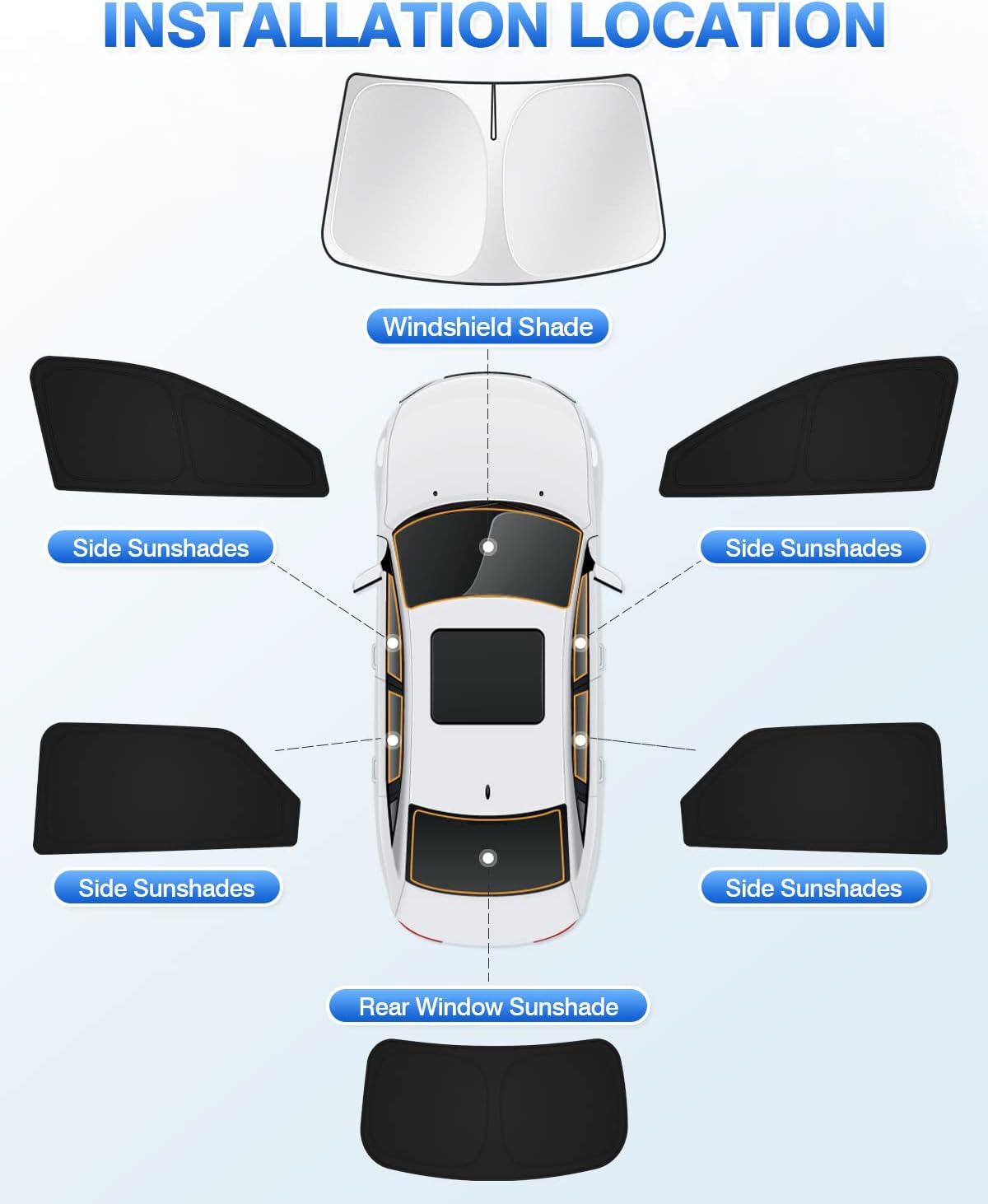 Windshield Sun Shade for Hyundai Ioniq 5 2022-2025 2026 Ioniq 5 Accessories Sunshade Side Rear Window Shade Cover Sun Visor Shield Privacy Protection Keep Vehicle Cool Black 6PCS