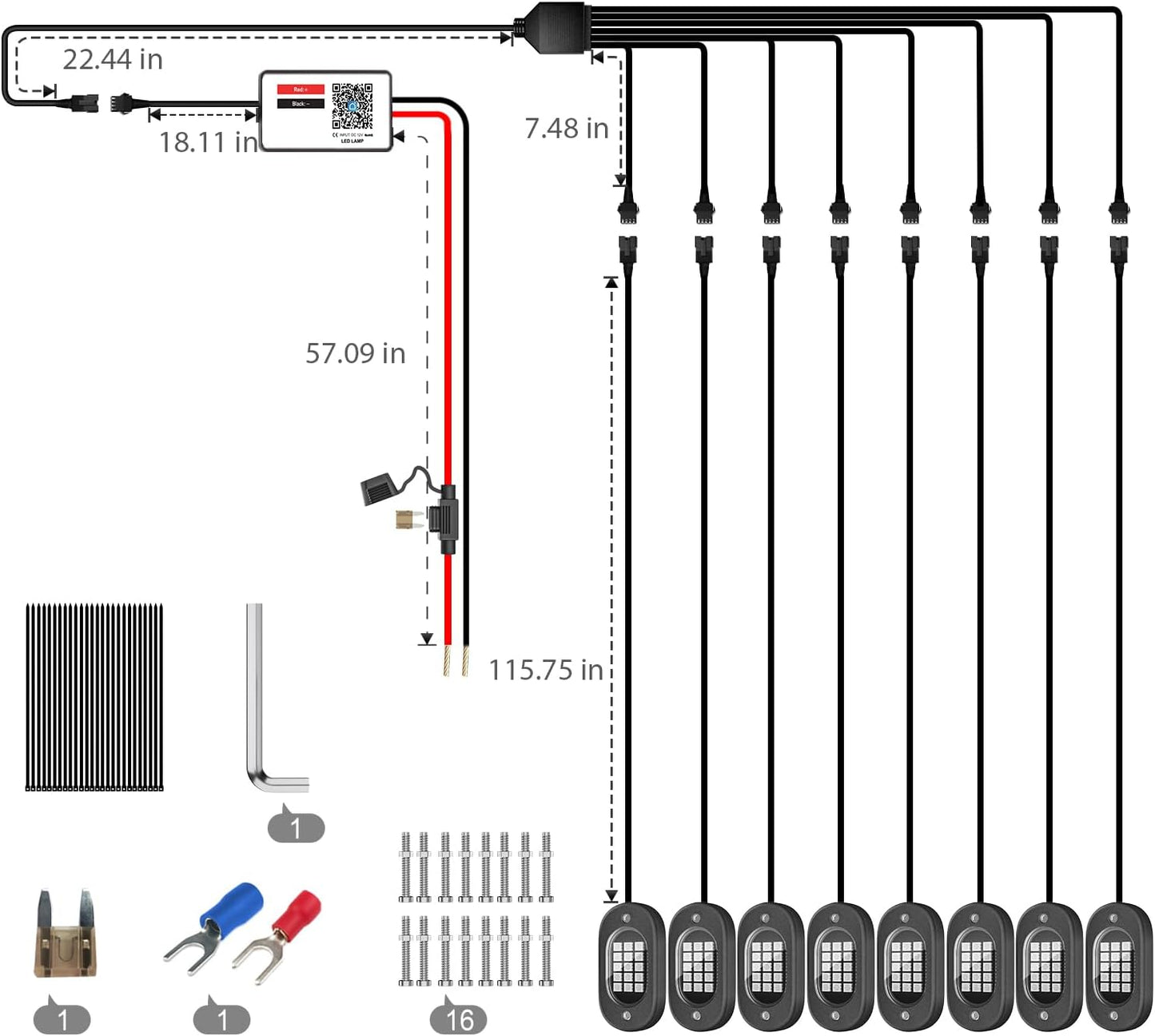 Honalia RGB Rock Lights for Trucks 8 pods, Neon Light Kits for UTV with Music Mode, Multicolor Truck Rock Light Kits for UTV ATV Golf Cart Four Wheeler RZR Truck