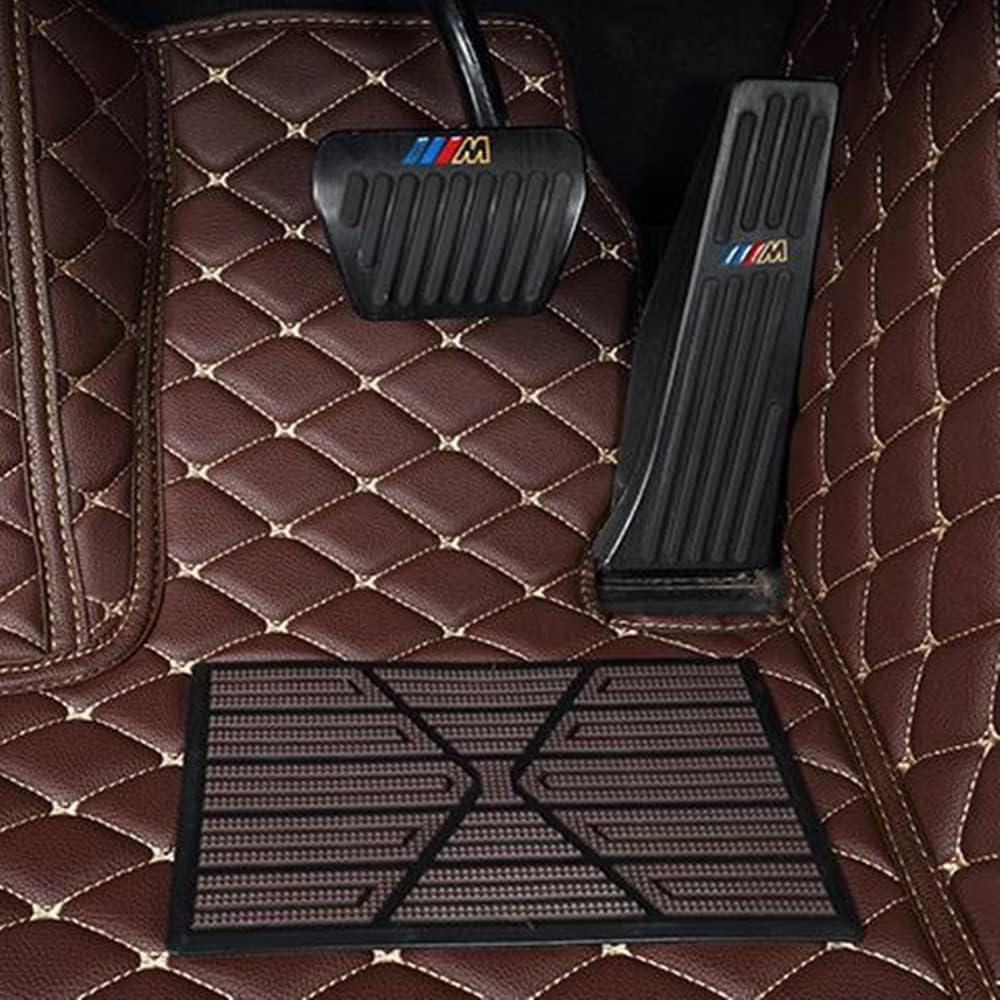 Custom All-Weather Protection Luxury Leather Floor Mats for Cars SUVs Trucks According Anti-Slip Leather Floor mats (21,Yellow and Black White)