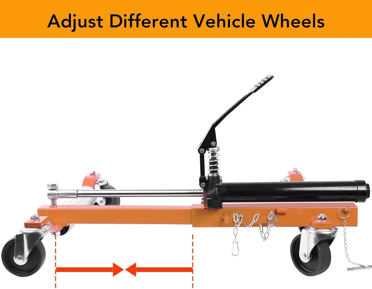 2Pcs Car Wheel Dolly, 1500LBS Capacity Trailer Dolly with Hydraulic Tire Jack for Vehicle Positioning for Truck Rv Trailer, Orange