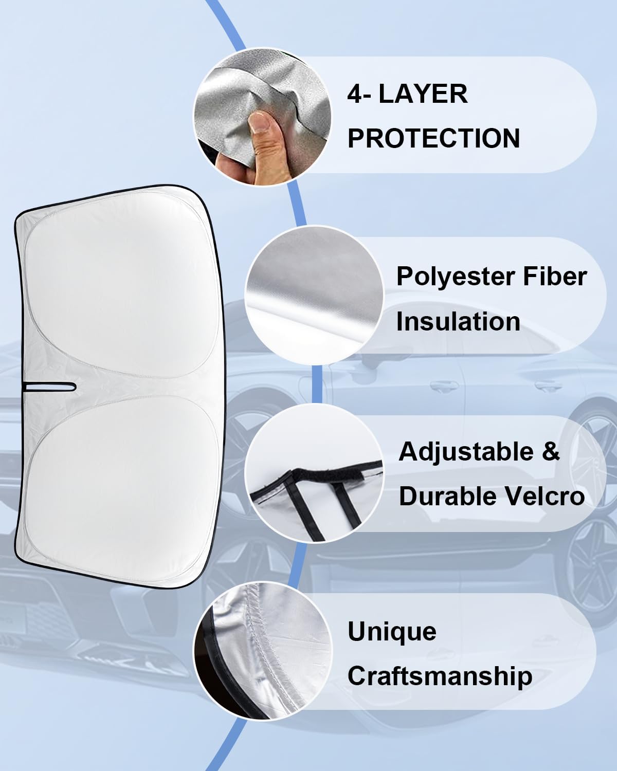 for Civic 2026 2025 2024 2023 2022 Windshield Sun Shade Custom Fit Honda Civic Sedan, LX, EX, EX-L, Touring Sun Visor Front Window Sunshade 4-Layer 240T Upgrade Foldable Cover Car Interior Accessories