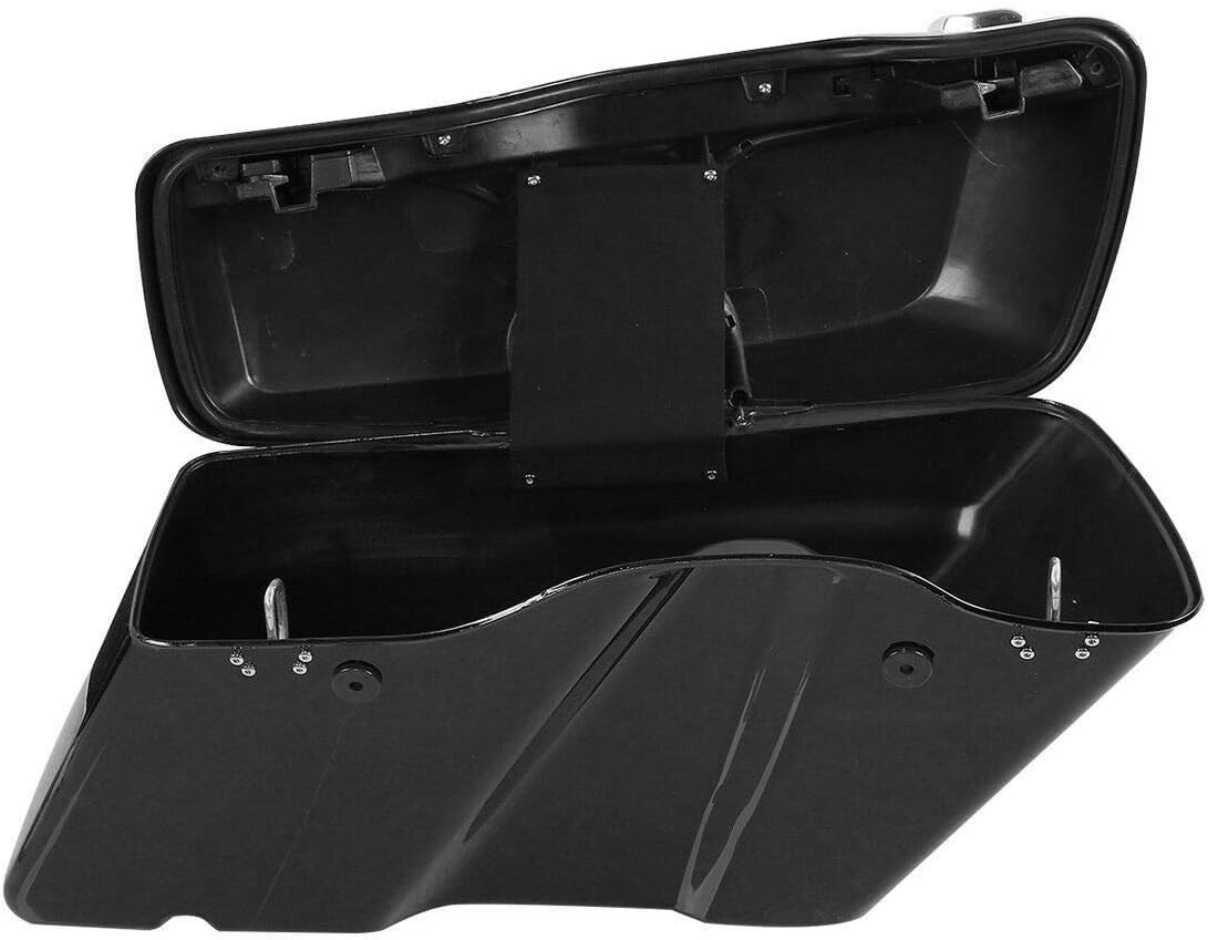Green-L Vivid Black Hard Saddlebags with Chrome Latches Lock&Key Set Fit for Harley Touring Road King Street Glide Electra Ultra 2014-2024