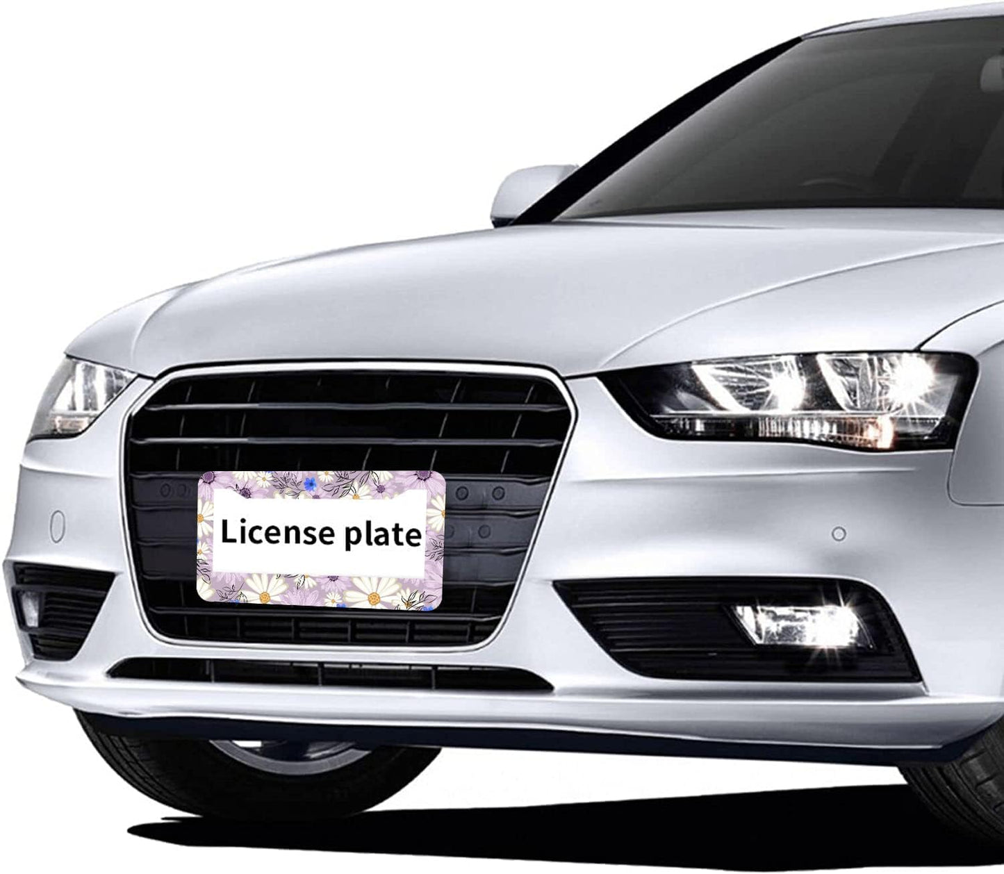 Flowers Daisy License Plate Frames - 2 Pcs Set 2 Holes Metal Aluminum Auto Car Accessories Decoration License Plate Frame 12.2 x 6.3 inch for Women Men Gift