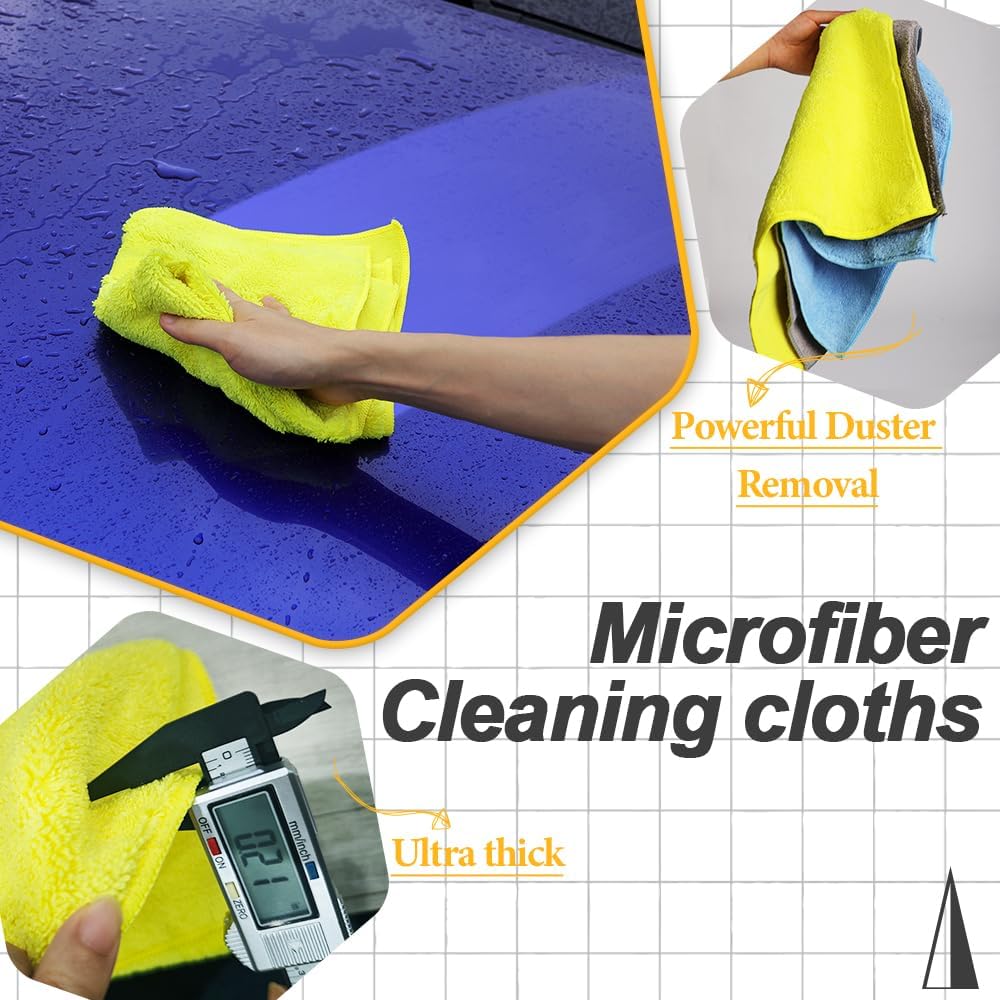 Microfiber Cleaning Cloths Car Interior & Exterior,Highly Absorbent Cloth,Car Wash Rags Lint Free and Reusable,Cleaning Rag for House,Kitchen,Bathroom,Office,16"x16"|Yellow 6-Pack