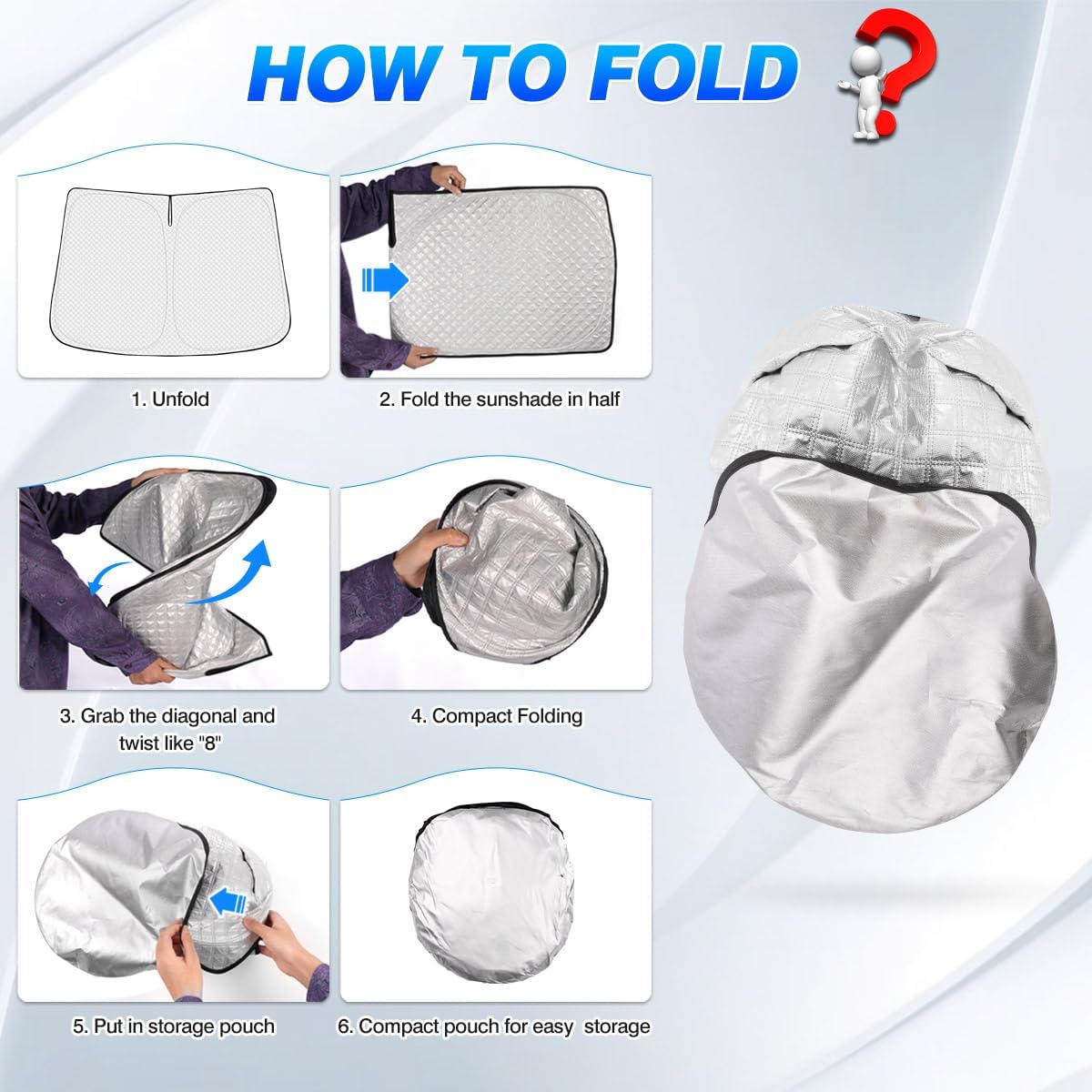 Windshield Sun Shade for Jeep Grand Cherokee/Grand Cherokee L 2021-2026 Accessories Thicken 6-Layer Front Window Sunshade Cover Sun Visor Protector Foldable Block UV Rays Keep Vehicle Cool