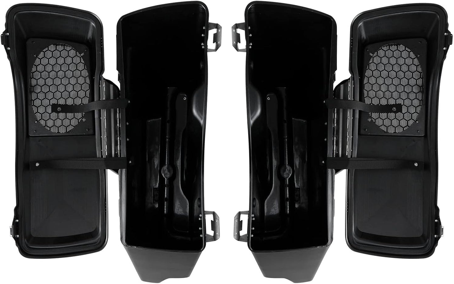 XFMT 5" Stretched Saddlebags Extended Saddle Bags W/ 6x9 Speaker Llids Black Latches For Harley Touring Road King Street Glide Road Glide Electra Glide Ultra Classic 1993-2013