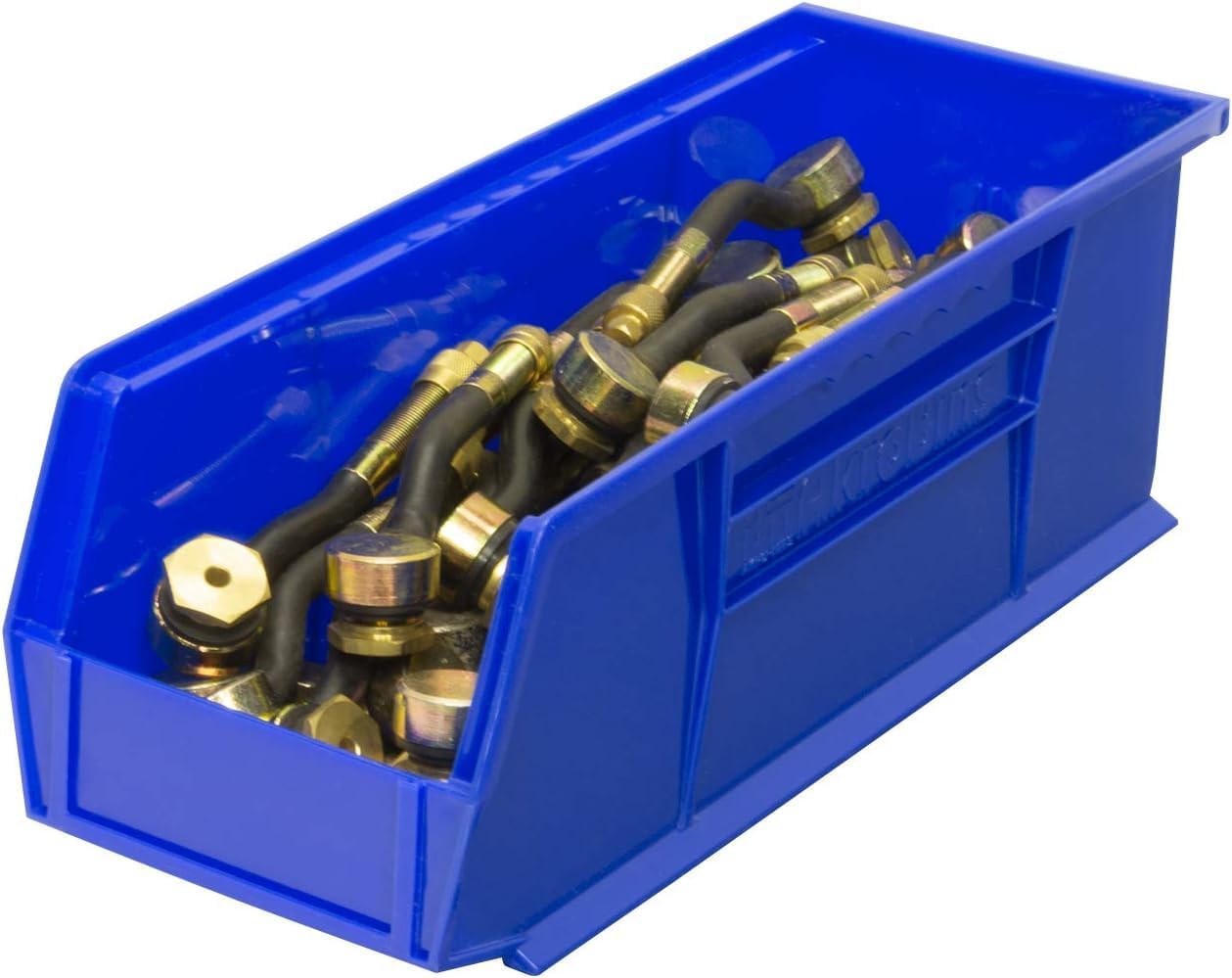 Akro-Mils 30234 AkroBins Plastic Storage Bins, Space-Saving Stackable Bins for Garage, Pantry, Craft Organization, 15-" x 5-" x 5-", Blue, 12-Pack