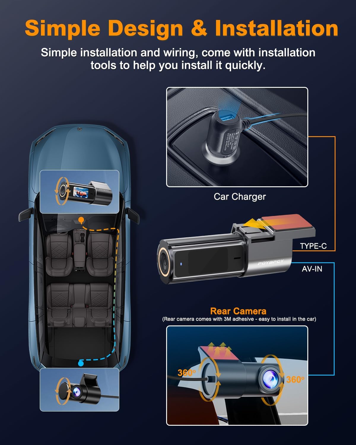 Dash Cam Front and Rear 4K, Built-in 5GHz WiFi with CPL, Dual Dashcams for Cars with 64GB Card, 24H Parking Mode, WDR, Ultra HD Night Vision, G-Sensor, Loop Recording, App Control, Support 256GB Max