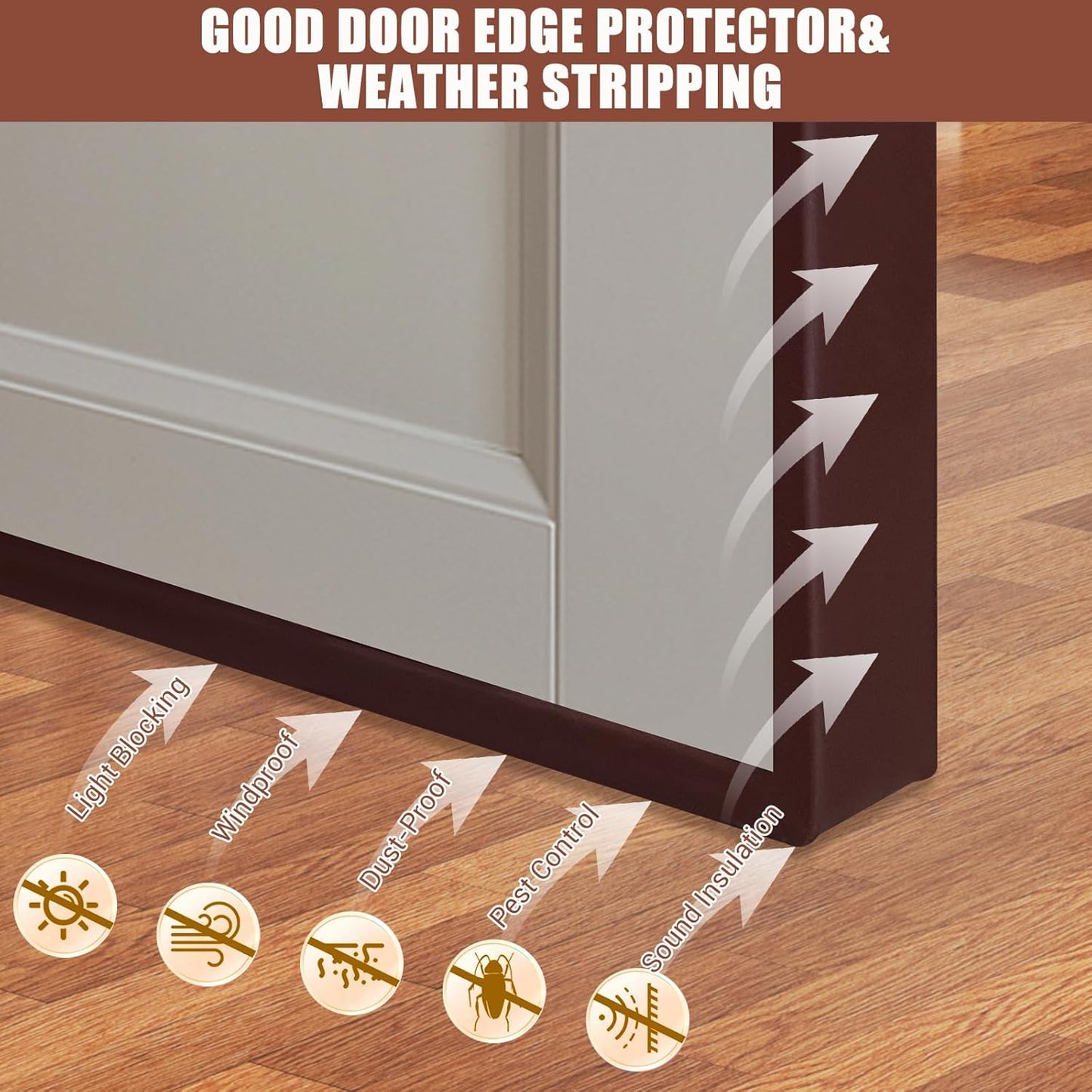 Rubber Edge Trim, Flexible Self Adhesive U Shaped Peel and Stick Edge Banding, 1-3/8"(35mm) U Channel Edge Protector for Door Sides, Edge Guards for Woods, Furniture, 20Ft, Brown Color