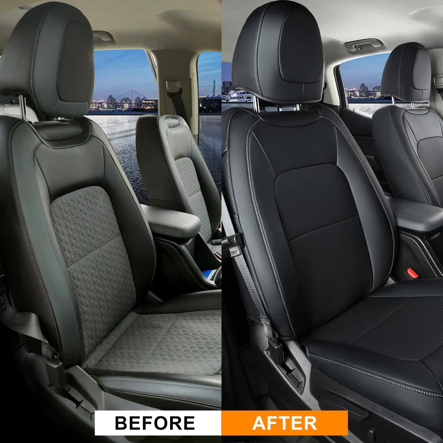 LUCKYMAN CLUB 2 Front Chevy Colorado Seat Covers, fit for 2015-2022 Colorado Crew Cab Z71 LT ZR2 Work Truck with Faux Leather (Black 2 pcs)