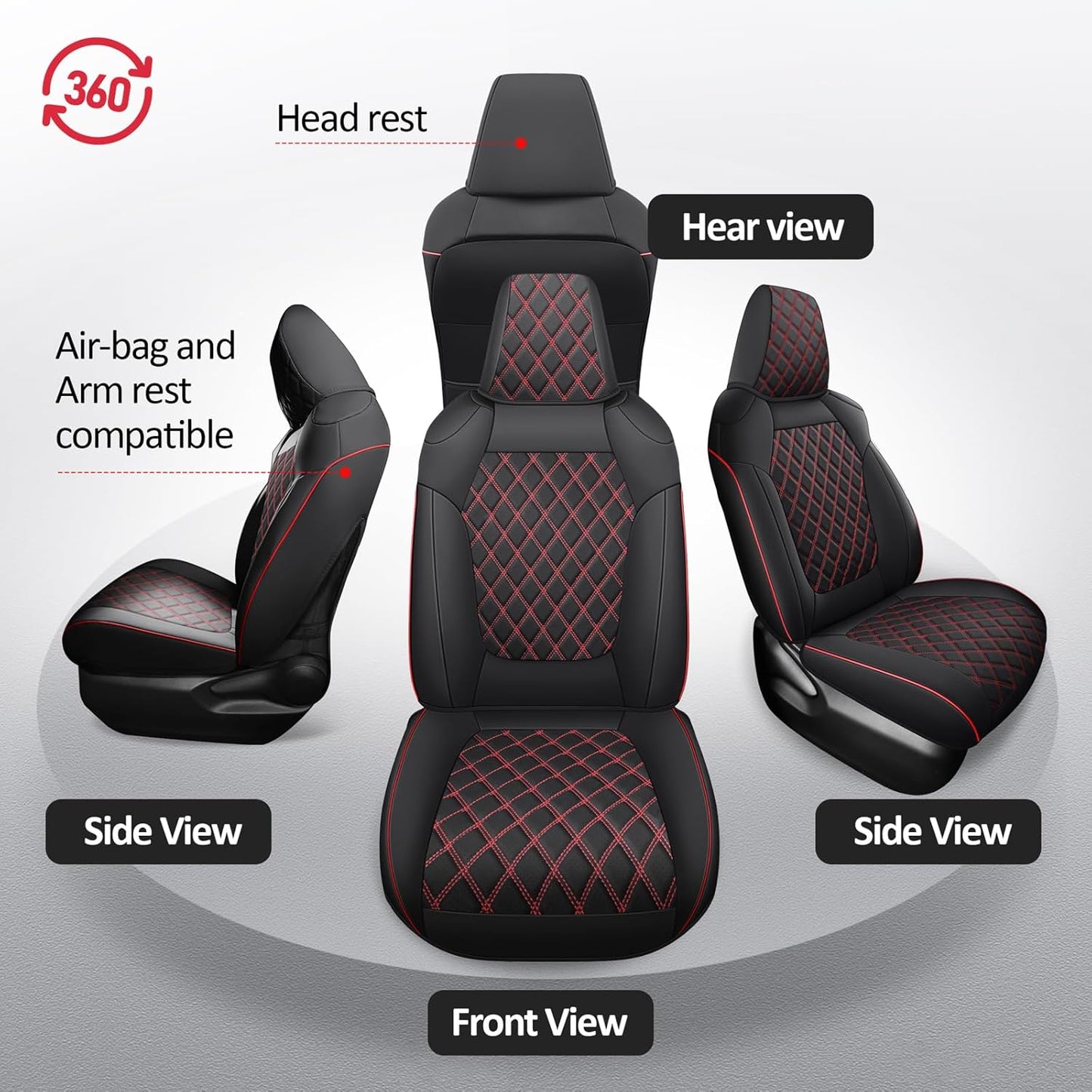 MIROZO Car Seat Covers for Toyota Rav4,Waterproof Rav4 Seat Covers Compatible with 2019 2020 2021 2022 2023 2024 2025 Toyota RAV4 Hybrid LE XLE Limited Seat Cover Full Set(Black and Red)