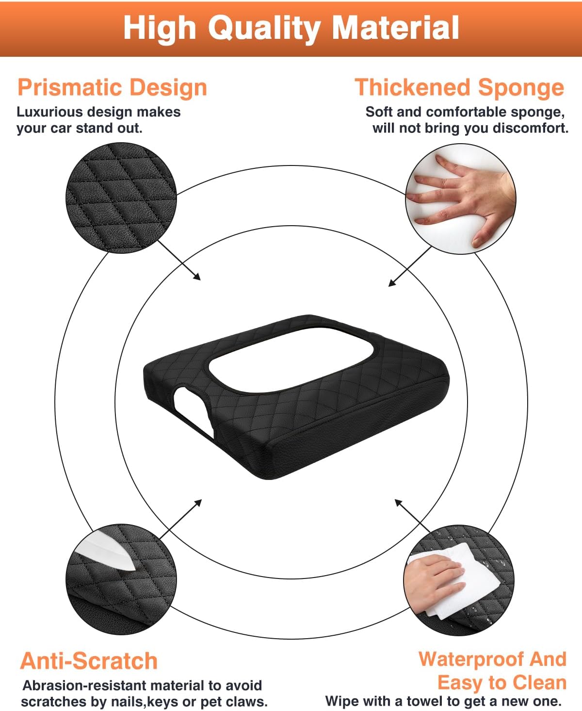 Shademax Center Console Cover Custom for Chevy Silverado & GMC Sierra 2014-2018 Accessories, Silverado Sierra Armrest Cover Jump Seat Console Cushion Pad Leather Console Armrest Lid Protective Cover