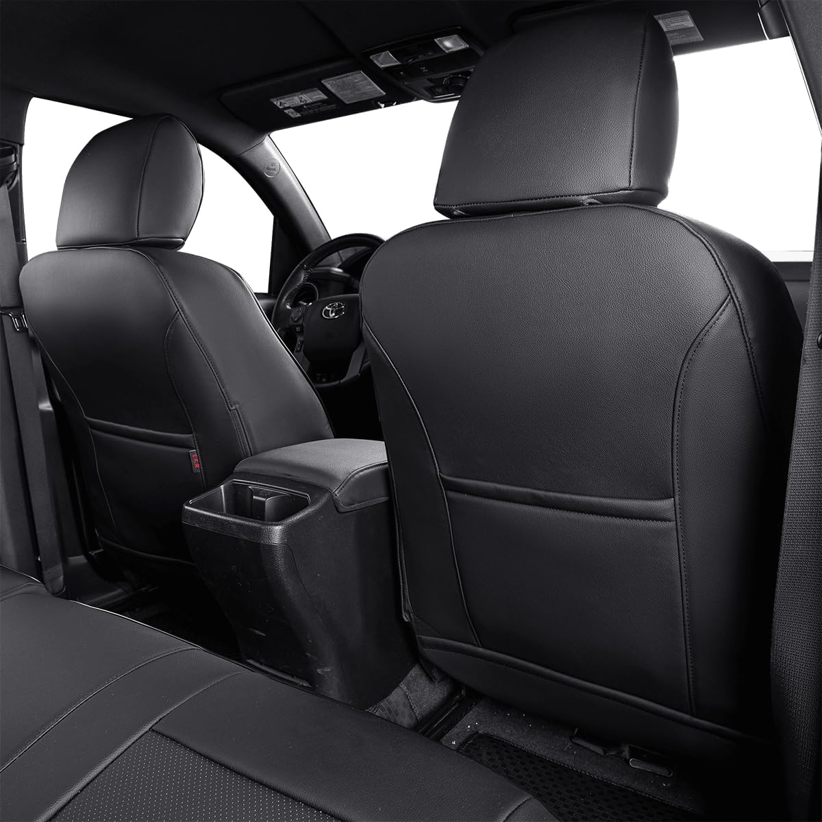 EKR Custom Fit Tacoma Rear Car Seat Covers for Select Toyota Tacoma (Petrol) 2024 2025 Double cab SR,SR5,TRD Sport,TRD Off-Road,Limited - Second Row Only,Leather (Black)