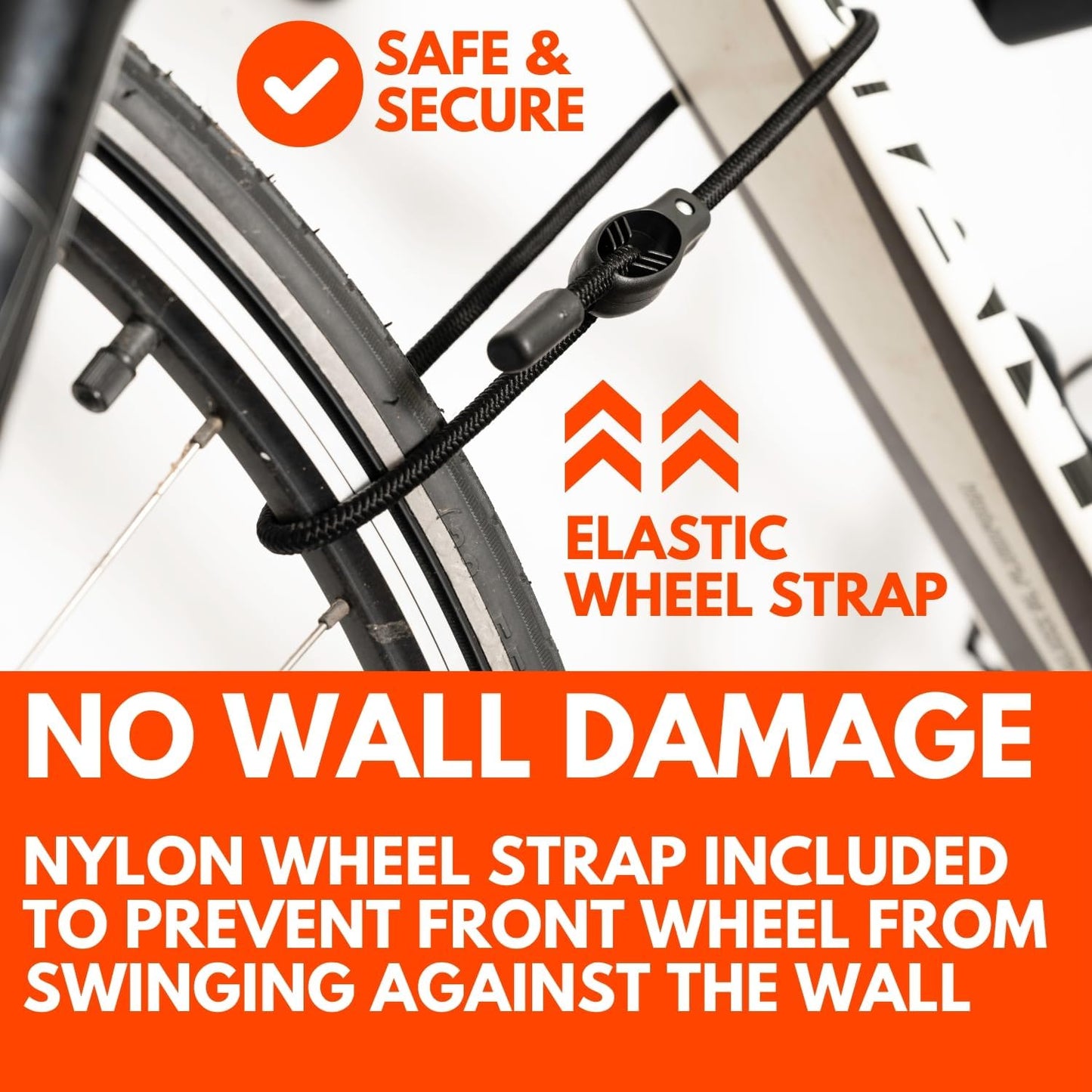 Bike Wall Mount - Horizontal Wall Hanger, Adjustable Design for Road, Mountain and Hybrid Bikes up to 48.5 lbs - Space-Saving Bike Rack for Garage or Apartment - Sturdy Indoor Bicycle Storage (2 Pack)