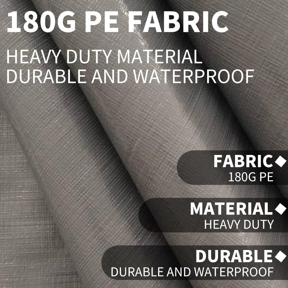 Sidewall Panel with Mesh Windows and Elastic Ball Bungees, for 10x20 FT or 12x20 FT Garage Party Tent Shelter - Gray, One Sidewall Panel Only