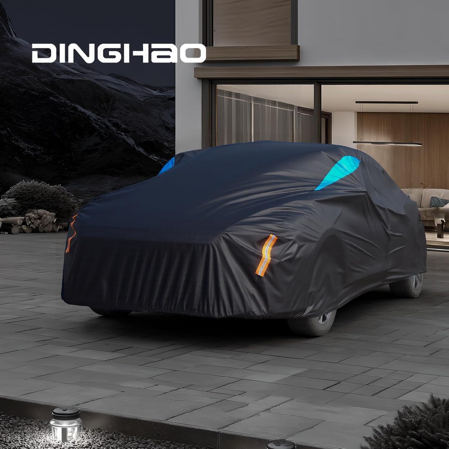 Car Cover Waterproof All Weather, 6 Layers Car Covers for Automobiles, Full Exterior Cover with Zipper, Outdoor Car Cover Sun UV Rain Snow Wind Protection for Sedan (196-210 inch)
