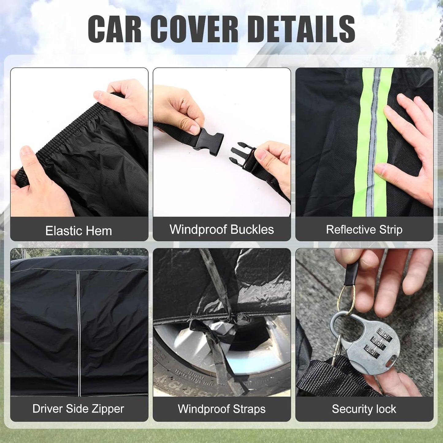 Waterproof Car Cover Compatible with Chevrolet Malibu SS/LS/LT 2008-2025, Polyester with Inner Cotton Liner All Weather Car Covers with Zipper Door for Snow Rain Dust Hail Protection