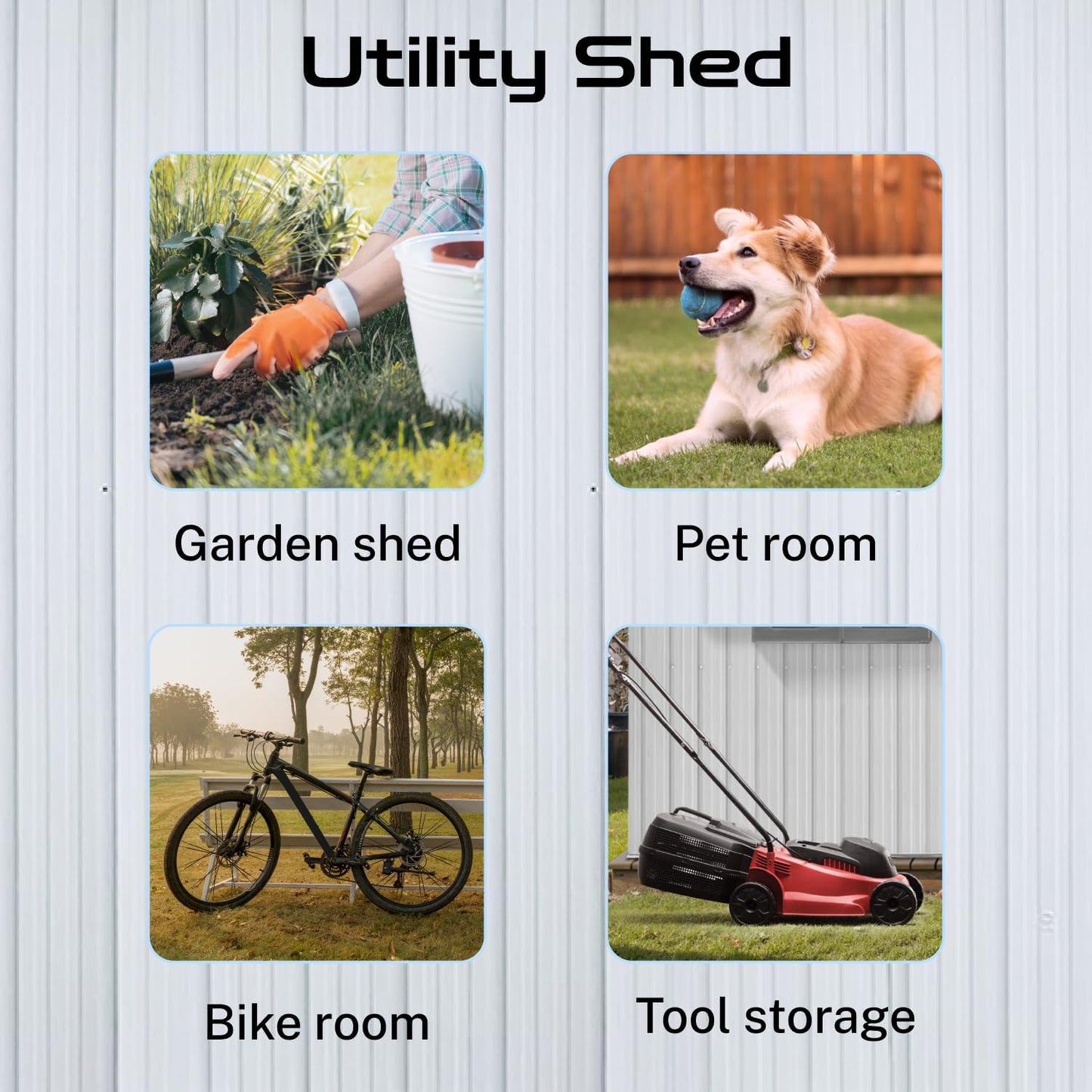 6 x 4 FT Outdoor Storage Metal Shed, Bike Garden Tool Shed with Slooping Roof, Lockable Doors and Aluminum Frames, Shed Easy to Assemble for Garden, Patio, Lawn, White+Black