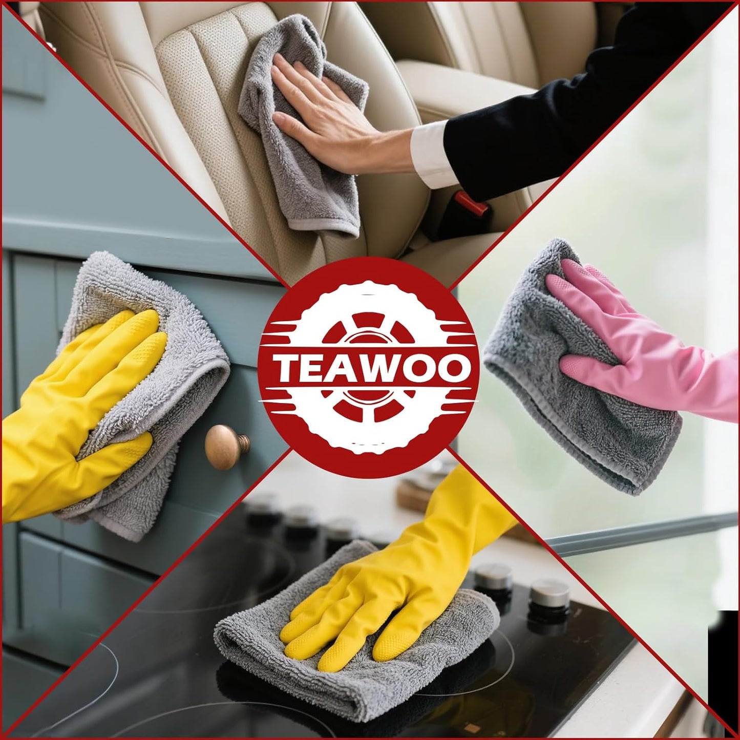 Microfiber Cleaning Cloths Bulk-400 Pack, Gray Microfiber Towels for Cars, Ultra Absorbent Wash Cloths, Lint-Free Streak-Free Microfiber Towels Bulk for Cars, 12x12 inches