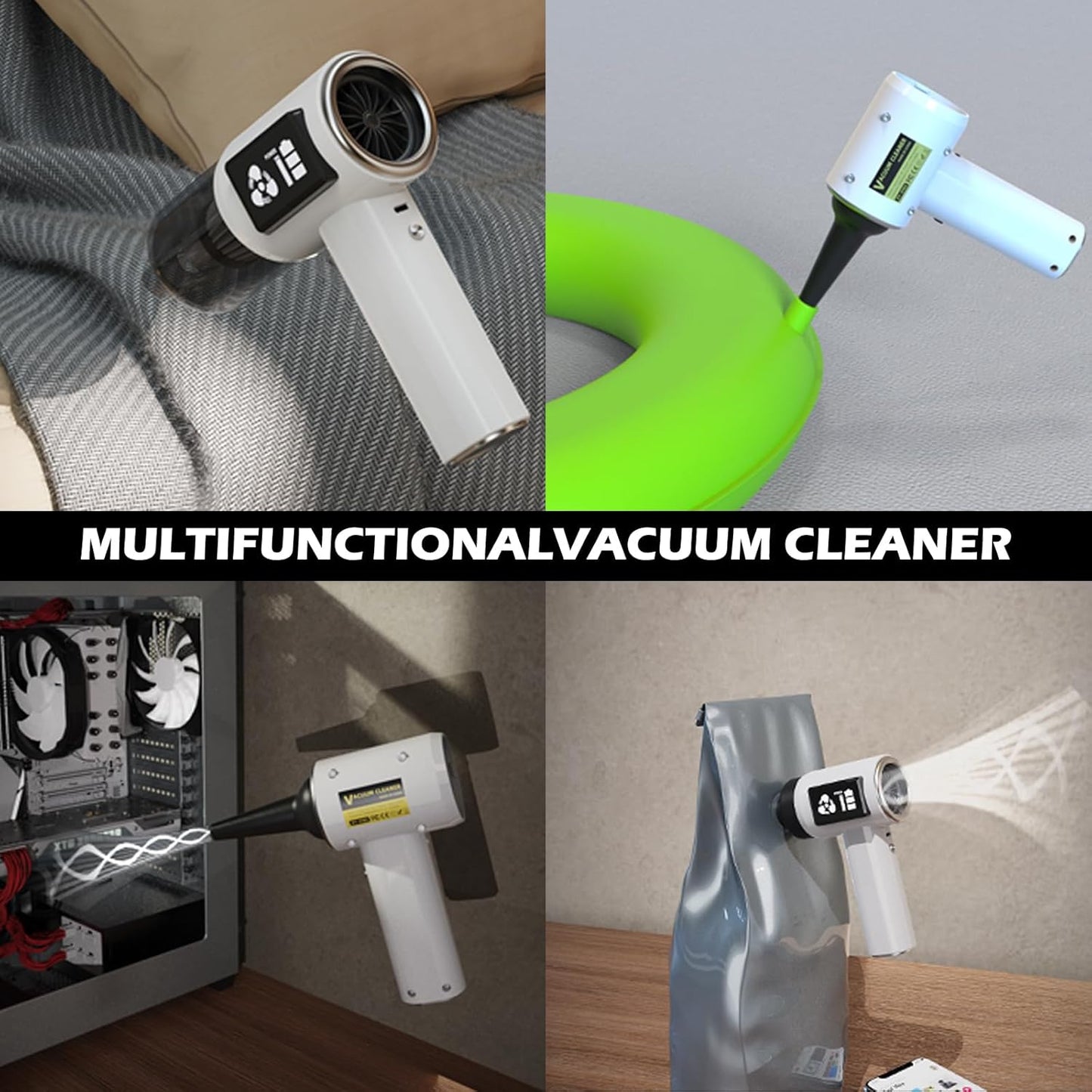 Mini Cordless Handheld Vacuum Cleaner, 21000Pa Strong Suction, 2-Speed USB-C Rechargeable for Car, Home, Office Desk – Pearl White | Faddish Portable Cleaner