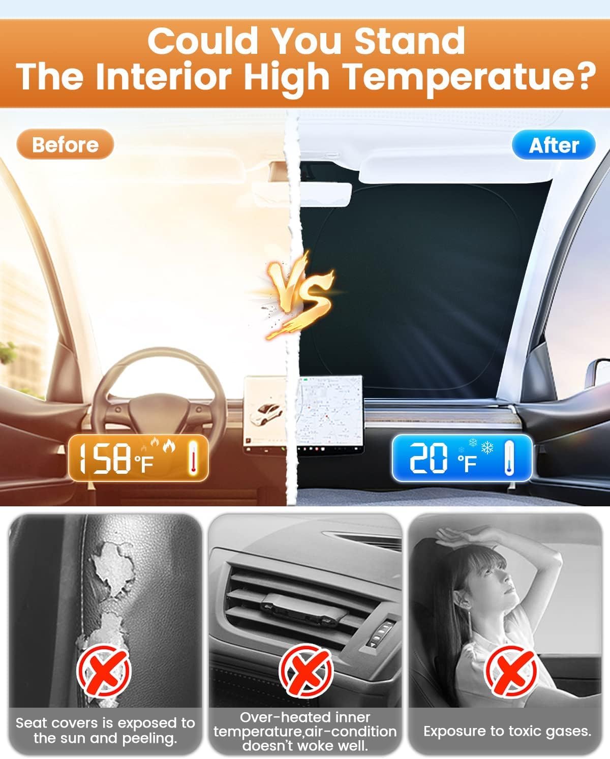 KUST Windshield Shade Custom Fit for Kia Carnival 2022-2024 2025 2026 Sun Shade Front Windshield Sun Visor Foldable Thicker 5-Layer Block Heat and Sun UV Rays