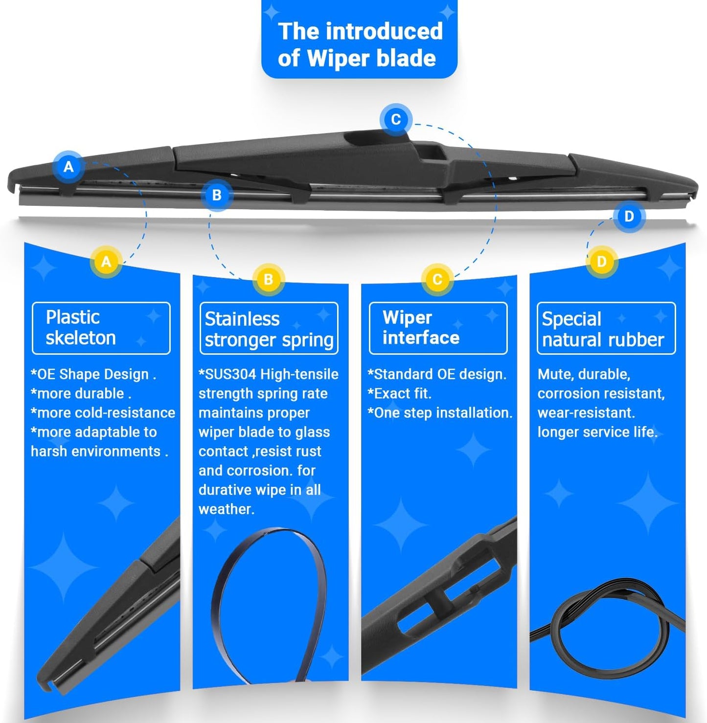 Windshield Wiper Blades Replacement for 2017-2022 Kia Sportage / 2019-2021 Hyundai Santa Fe / 2016-2020 Kia Sorento Original Factory Quality Front Rear Wipers Blade Set - 26" 16" 11"