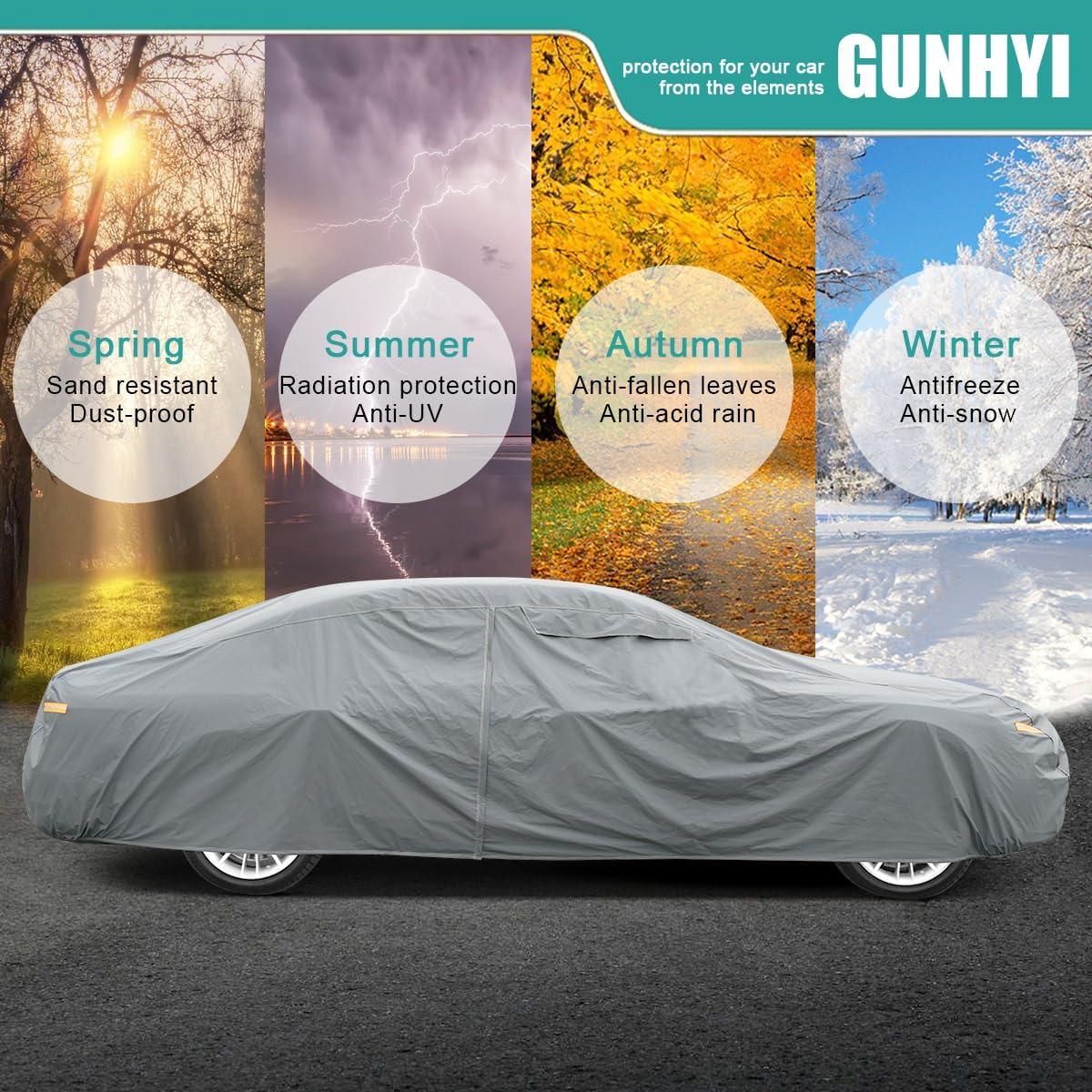 Premium Car Cover Custom Fit Chevy Corvette C4/C5/C7/C8 Coupe Convertible Targa, 16 Layers Heavy Duty Car Cover Waterproof All Weather with Zipper Door for Sun Rain Snow Dust Uv Protection