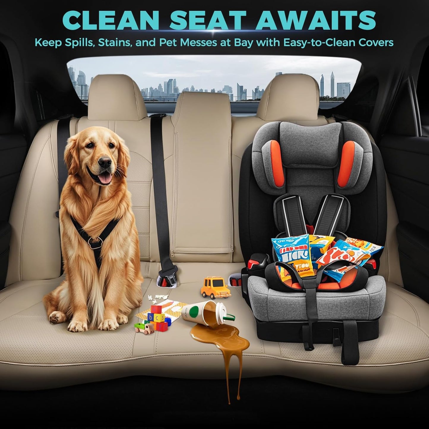 for Toyota Camry Seat Covers Hybrid LE SE 2018 2019 2020 2021 2022 2023 2024 - Custom Car Seat Covers Full Set, Breathable Leather Seat Cover for Cars, Waterproof Cushion Protectors, Beige