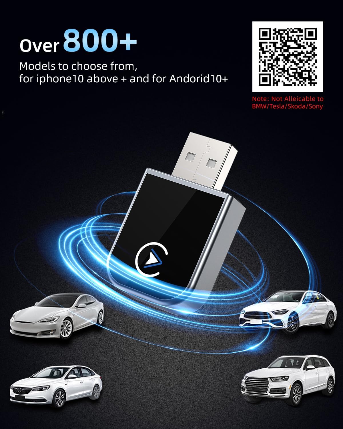 Mini Wireless Carplay Adapter for iPhone - Car Play Wireless Adapter,Plug and Play,Easy Setup Automatic Reconnect,for iPhone iOS and for Cars from 2016